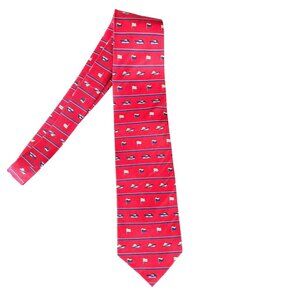 Jos A Bank Tie 58in Red Boat Show Miracle Collection 3.75in Nautical Menswear